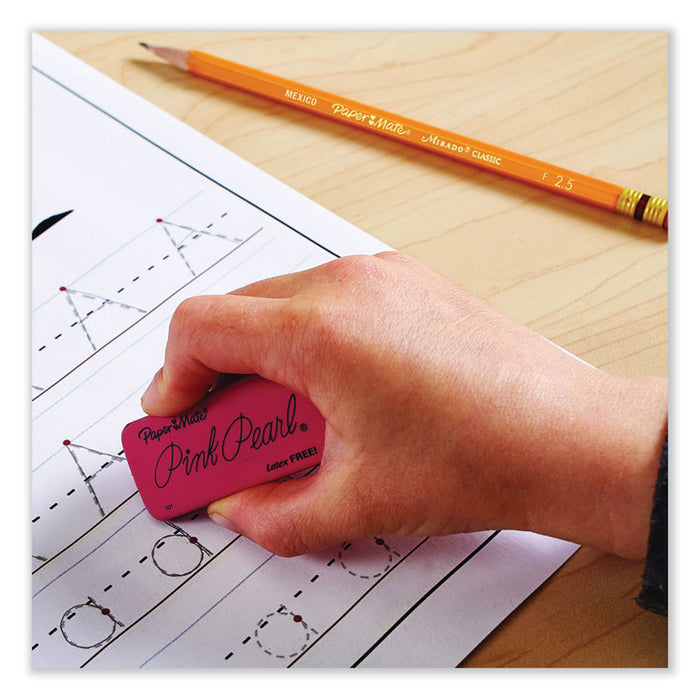 Pink Pearl Eraser, For Pencil Marks, Rectangular Block, Large, Pink, 12/Box