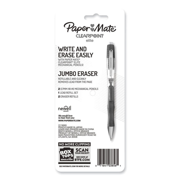 Clearpoint Elite Mechanical Pencils, 0.7 mm, HB (#2), Black Lead, Blue and Green Barrels, 2/Pack