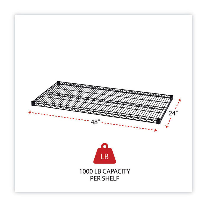 Industrial Wire Shelving Extra Wire Shelves, 48w x 24d, Black, 2 Shelves/Carton