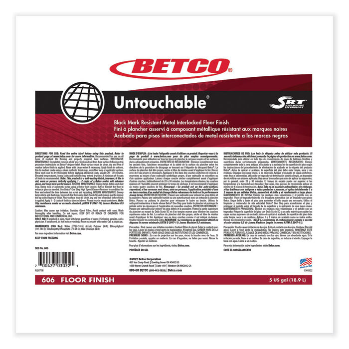 Untouchable Floor Finish with SRT, 5 gal Bag-in-Box