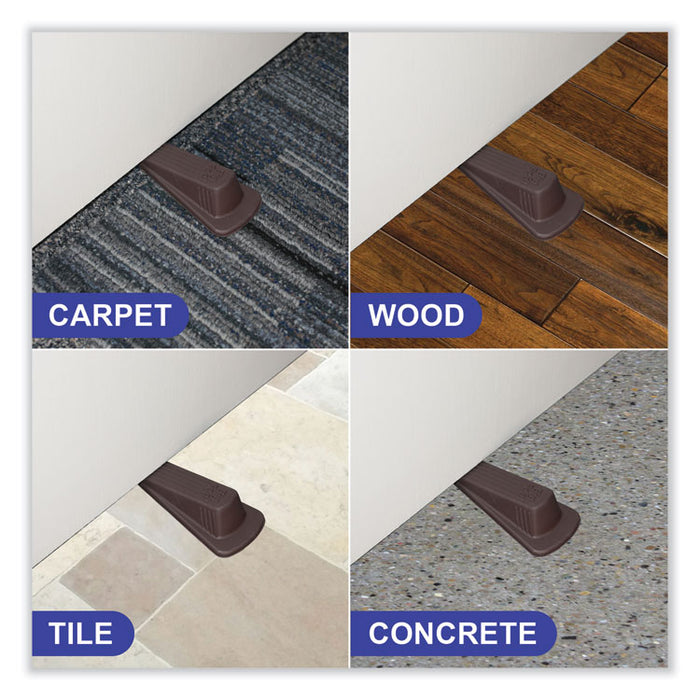 Big Foot Doorstop, No Slip Rubber Wedge, 2.25w x 4.75d x 1.25h, Brown