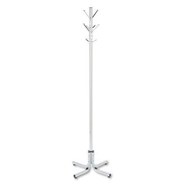 Metal Costumer, Four Ball-Tipped Double-Hooks, 21w x 21d x 70h, Chrome