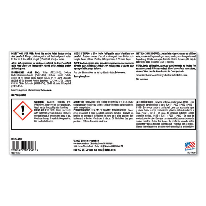 Symplicty Citrusuds Manual Dishwashing Detergent, Lemon Scent, 1 gal Bottle, 4/Carton