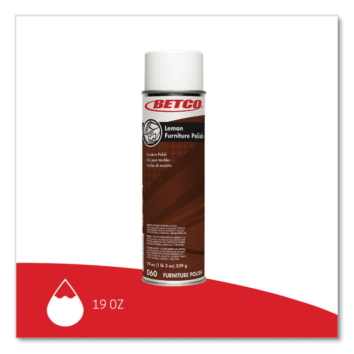Lemon Furniture Polish, Lemon Scent, 19 oz Aerosol Spray, 12/Carton