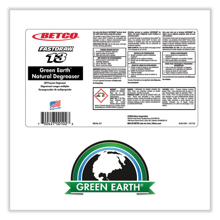 Green Earth Natural FastDraw Degreaser, 2 L Bottle, 4/Carton