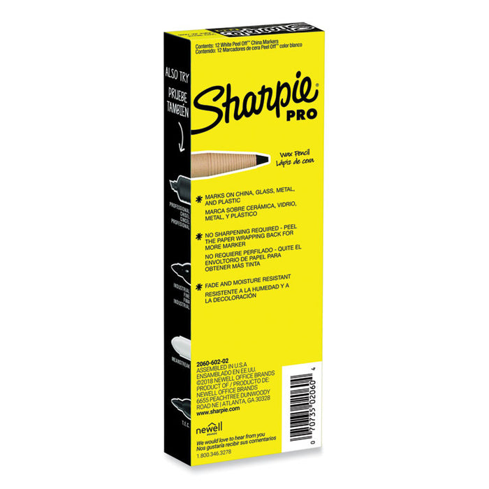 Peel-Off China Markers, White, Dozen