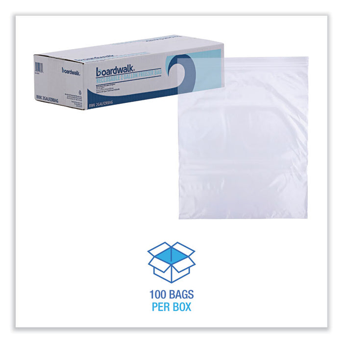 Reclosable Freezer Storage Bags, 2 gal, 13" x 15", Clear, 100/Box