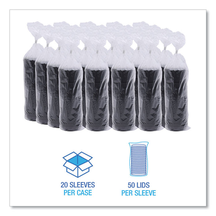 Hot Cup Lids, Fits 8 oz Hot Cup, Plastic, Black, 1,000/Carton