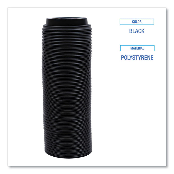 Hot Cup Lids, Fits 8 oz Hot Cup, Plastic, Black, 1,000/Carton