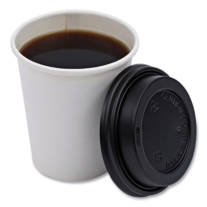 Hot Cup Lids, Fits 8 oz Hot Cup, Plastic, Black, 1,000/Carton