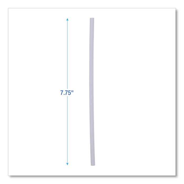 Jumbo Straws, Unwrapped, 7.75", Plastic, Translucent, 250/Pack, 50 Packs/Carton