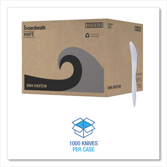 Mediumweight Wrapped Polypropylene Cutlery, Knife, Plastic, White, 1,000/Carton