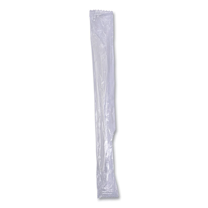 Mediumweight Wrapped Polypropylene Cutlery, Knife, Plastic, White, 1,000/Carton