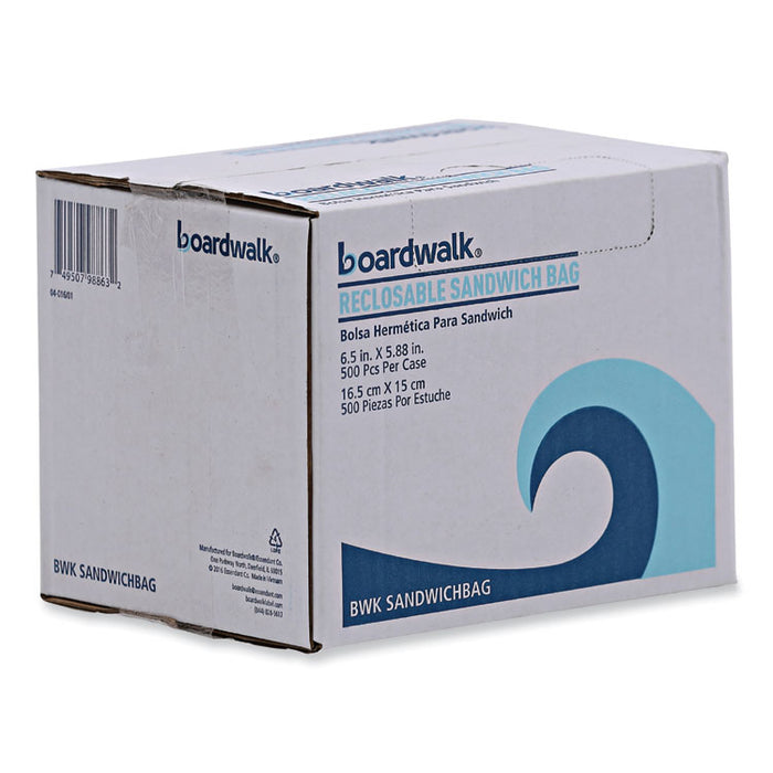 Reclosable Food Storage Bags, Sandwich, 6.5" x 5.89", Clear, 500/Box