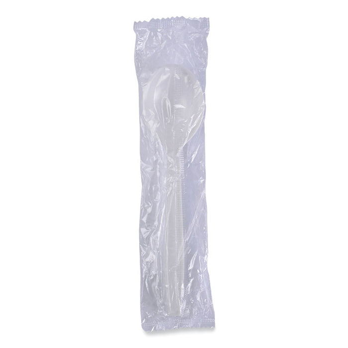 Heavyweight Wrapped Polypropylene Cutlery, Soup Spoon, Plastic, White, 1,000/Carton