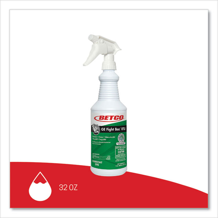GE Fight Bac RTU Disinfectant, Fresh Scent, 32 oz Bottle, 12 Bottles/Carton