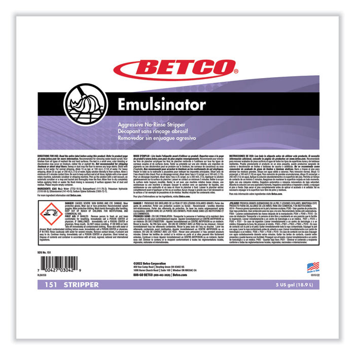 Emulsinator Floor Stripper, 5 gal Bag-in-Box