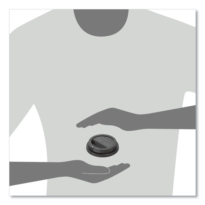Traveler Cappuccino Style Dome Lid, Fits 10 oz Hot Cups, Plastic, Black, 1,000/Carton