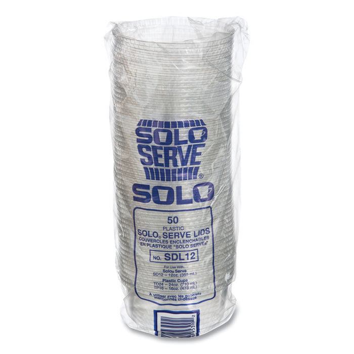 SoloServe PET Sundae Cup Lids, Fits 5.5 oz to 12 oz Sundae Cups, Plastic, Clear, 1,000/Carton