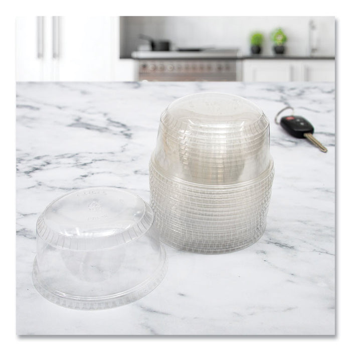 SoloServe PET Sundae Cup Lids, Fits 5.5 oz to 12 oz Sundae Cups, Plastic, Clear, 1,000/Carton