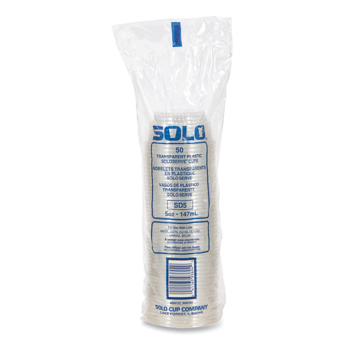 Sundae Cups, 5 oz, Plastic, Clear, 50/Bag, 20 Bags/Carton