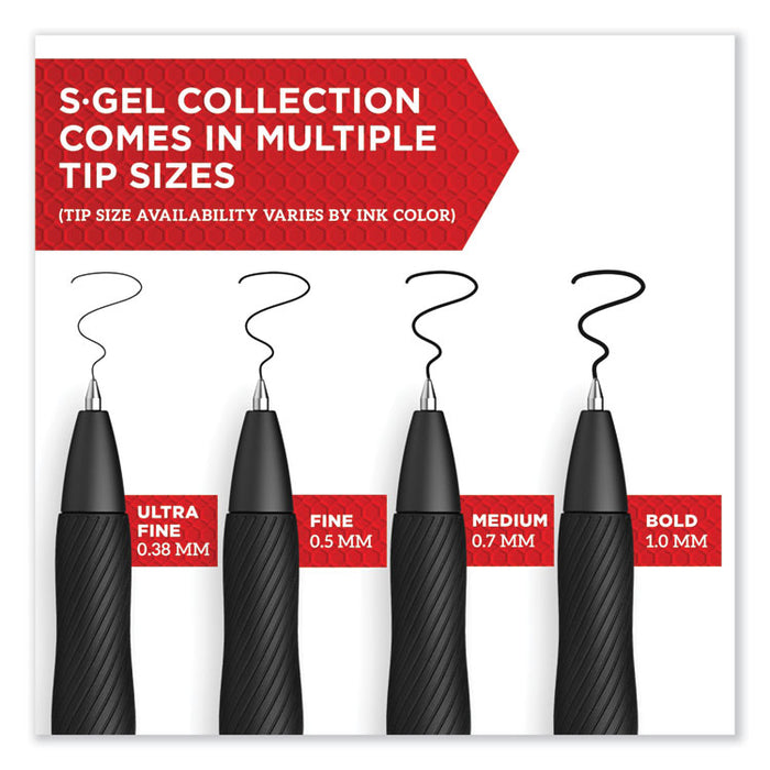 S-Gel High-Performance Gel Pen, Retractable, Bold 1 mm, Blue Ink, Black Barrel, 4/Pack