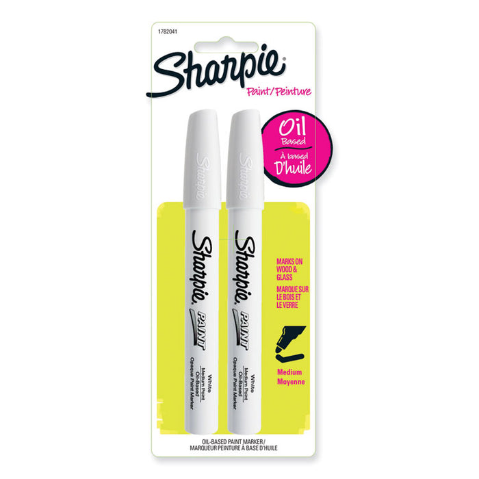 Permanent Paint Marker, Medium Bullet Tip, White, 2/Pack