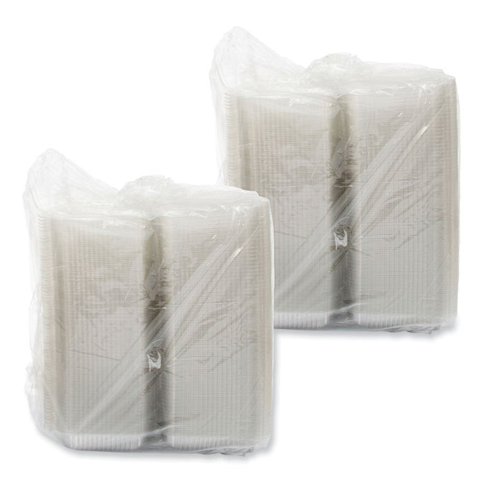 StayLock Clear Hinged Lid Containers, 6.8 x 9.4 x 2.6, Clear, Plastic, 125/Pack, 2 Packs/Carton