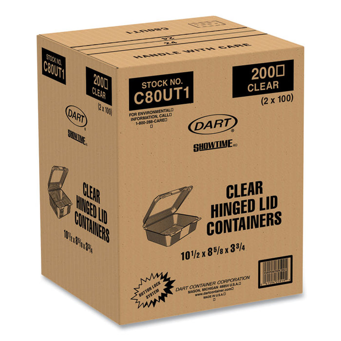 StayLock Clear Hinged Lid Containers, 10.5 x 8.6 x 3.8, Plastic, 200/Carton