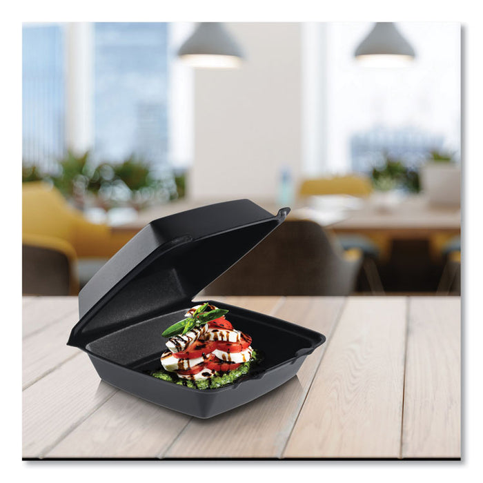 Insulated Foam Hinged Lid Containers, 7.96 x 8.36 x 3.2, Black, 200/Carton