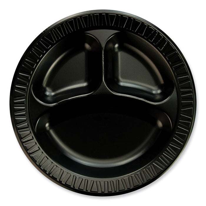 Quiet Class Laminated Foam Dinnerware, Plate, 10.25" dia, Black, 125/Pack, 4 Packs/Carton