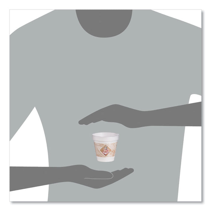 ThermoGlaze Insulated Foam Cups Stock Prints, 4 oz, White/Beige/Red, 1,000/Carton