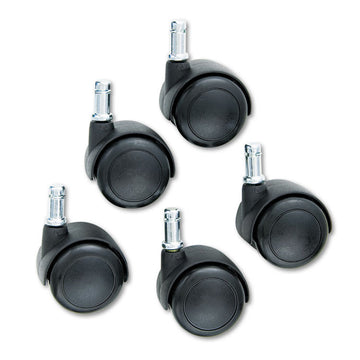 TaskMaster Hard Floor Casters, Grip Ring Stem, 2" Wheel, Black, 5/Set