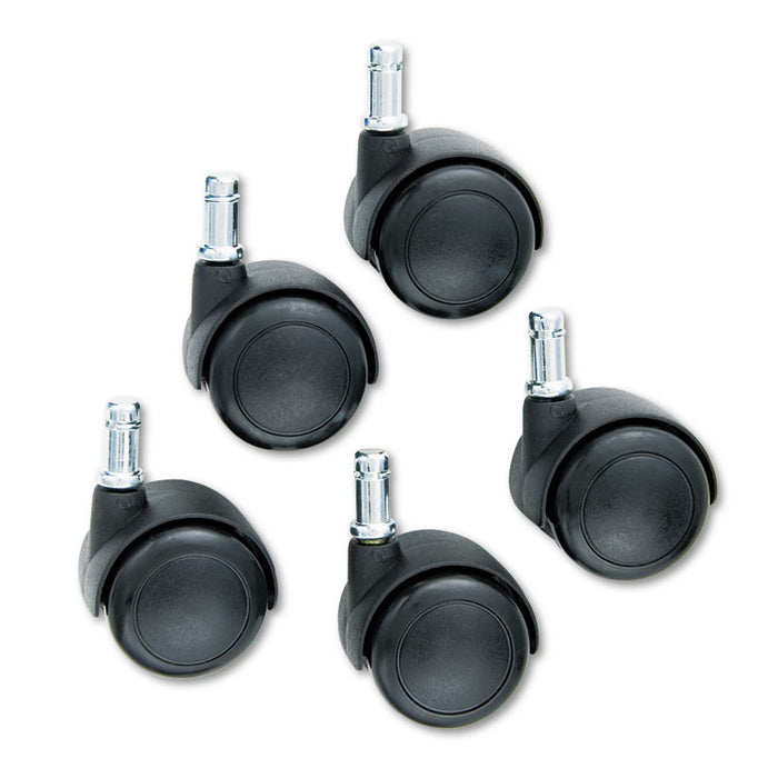 TaskMaster Hard Floor Casters, Grip Ring Stem, 2" Wheel, Black, 5/Set