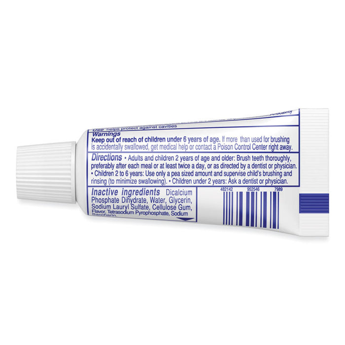 Fluoride Toothpaste, Personal Size, 0.85 oz Tube, Unboxed, 240/Carton