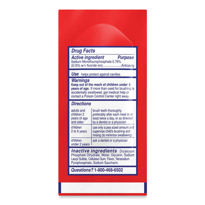 Cavity Protection Toothpaste, Regular Flavor, 0.15 oz Sachet, 1,000/Carton