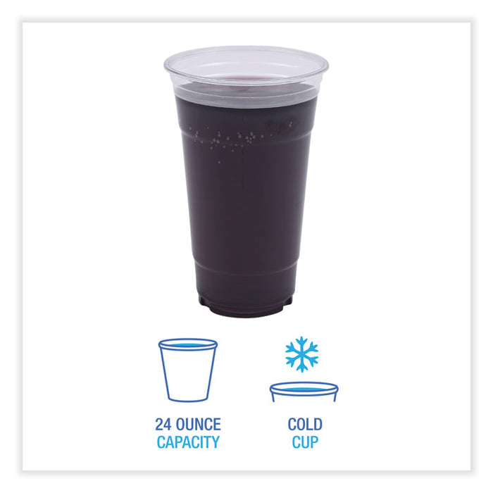 Clear Plastic PET Cups, 24 oz, 50 Cups/Sleeve, 12 Sleeves/Carton