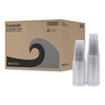 Clear Plastic PET Cups, 24 oz, 50 Cups/Sleeve, 12 Sleeves/Carton