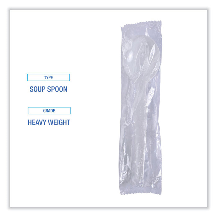 Heavyweight Polystyrene Cutlery, Soup Spoon, Plastic, White, 1,000/Carton