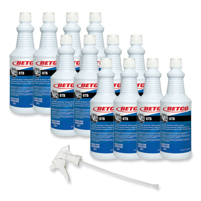 BTB Mildew Stain Remover, Apple Scent, 32 oz Spray Bottle, 12/Carton