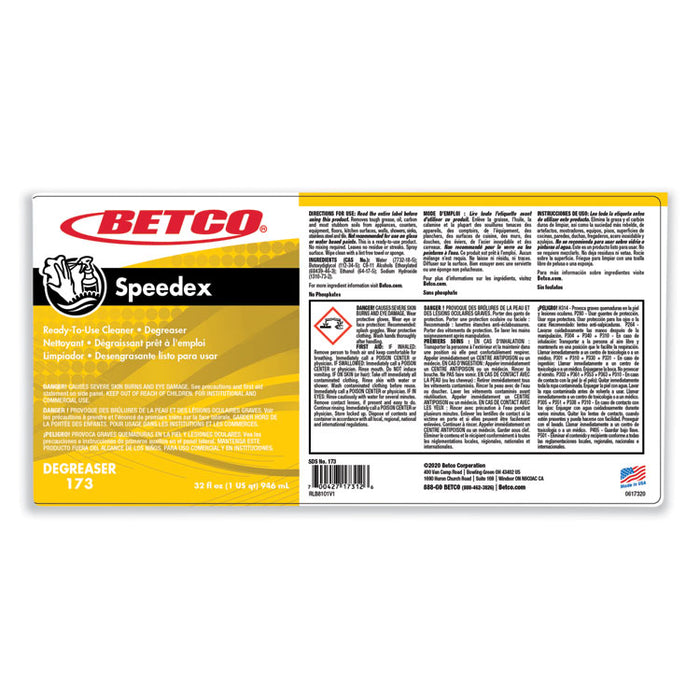 Speedex Degreaser, 32 oz Spray Bottle, 12/Carton