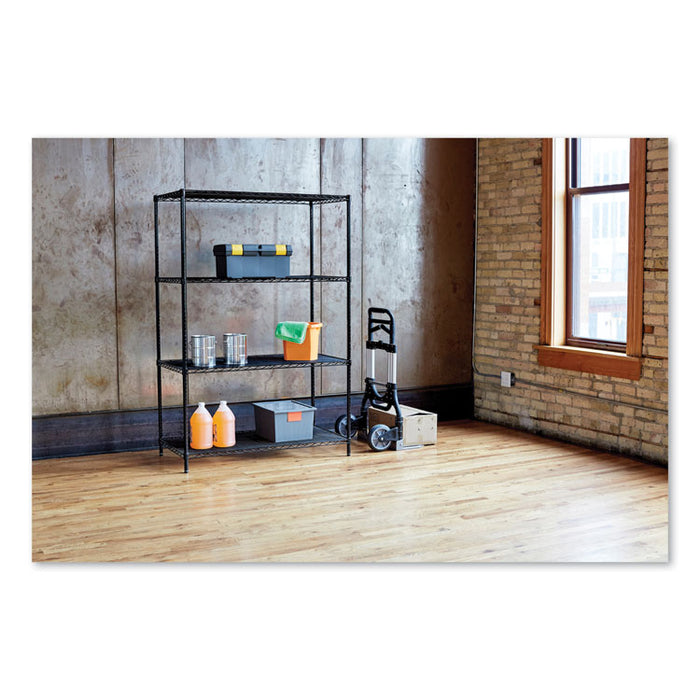 Commercial Wire Shelving, Three-Shelf, 48w x 18d x 72h, Black