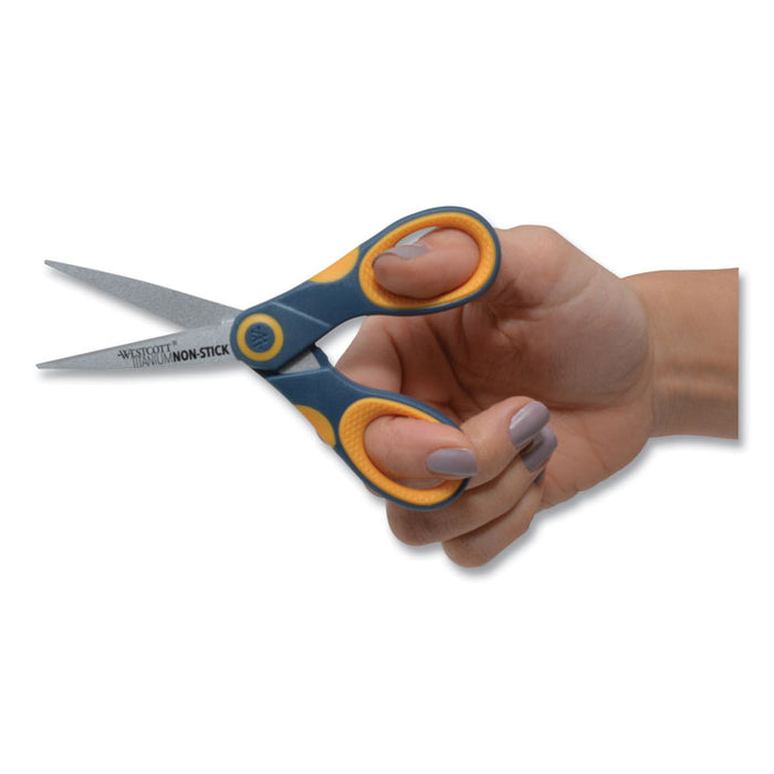 Non-Stick Titanium Bonded Scissors, 5" Long, Straight Gray/Orange Handle