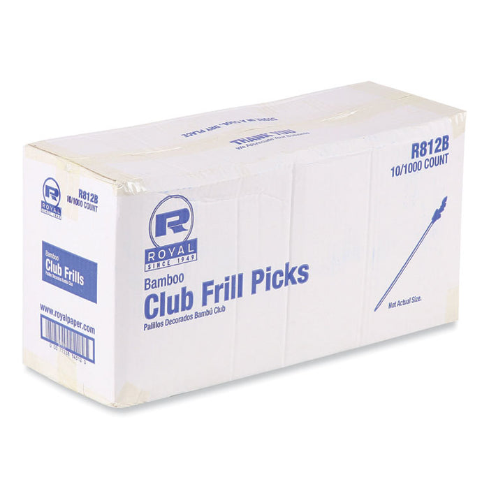 Cellophane-Frill Wood Picks, 4", Bamboo, Assorted Colors, 10,000/Carton