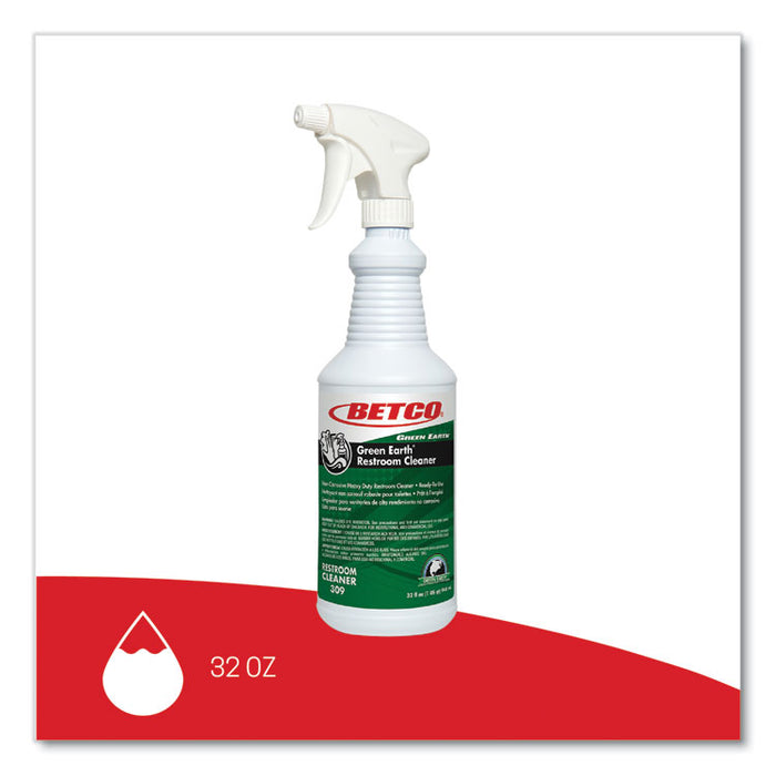 Green Earth RTU Restroom Cleaner, Fresh Mint Scent, 32 oz Bottle, 12/Carton