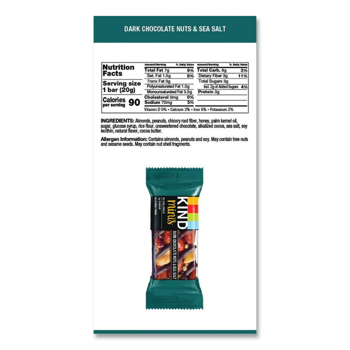 Minis, Dark Chocolate Nuts/Sea Salt, 0.7 oz Bar, 10/Pack