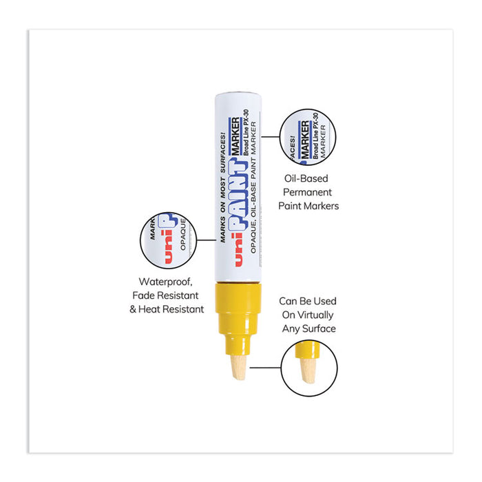 Permanent Marker, Broad Chisel Tip, Yellow