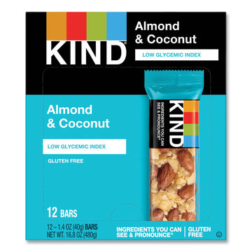 Fruit and Nut Bars, Almond and Coconut, 1.4 oz Bar, 12/Box
