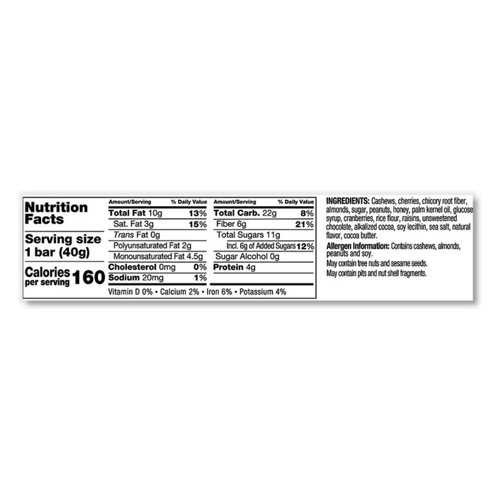 Plus Nutrition Boost Bar, Dk ChocolateCherryCashew/Antioxidants, 1.4 oz Bar, 12/Box