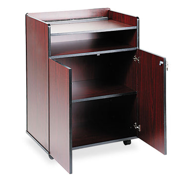 Executive Mobile Presentation Stand, 29.5 x 20.5 x 40.75, Mahogany